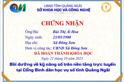 TRƯỜNG MẦM NON BÌNH THANH XÃ ĐÔNG SƠN HƯỞNG ỨNG PHONG TRÀO “BÌNH DÂN HỌC VỤ SỐ” TỈNH QUẢNG NGÃI